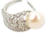 925 Sterling Silver Cocktail Ring with Beautiful Pearl and Zerkons